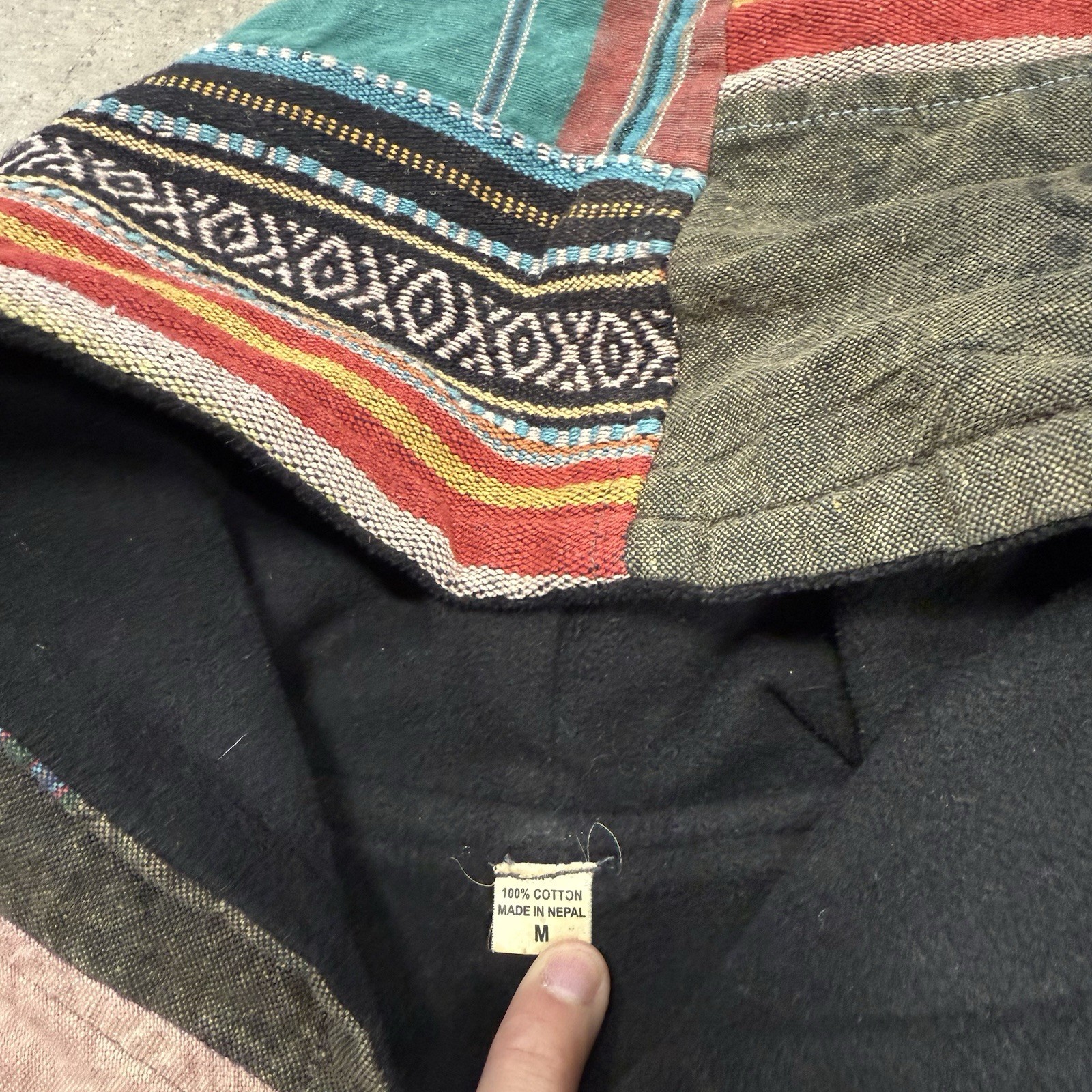 Patchwork Coat Men’s Medium Hooded Multicolor Jac… - image 6