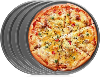 Rundes Pizzabackblech 28cm Edelstahl 4er-Set hitzebeständig für Ofen & Küche