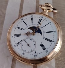 GOUSSET PHASE DE LUNE DOUBLE FACE DATE JOUR OR GOLD  18 CT 18K AUDEMARS VINTAGE