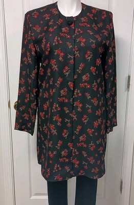 Chaus New York  Oriental  Inspired Tunic w/Side Slits, Classic Silhouette Large