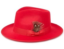 Fedora Hats for Men  Women Wide Brim Felt Hat Dress Panama Trilby Medium Red