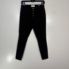 FRAME Le High Skinny Jeans Womens 27 Black Dark Wash High Rise Button Fly 28x28