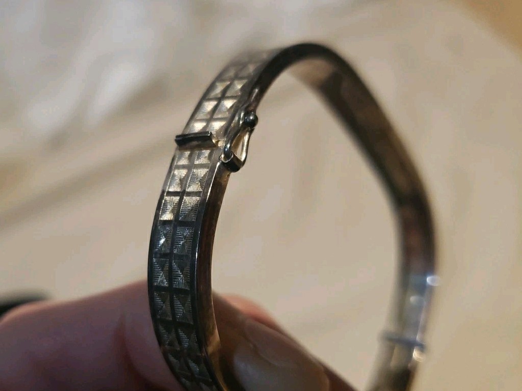 Vintage Signed 835 Silver Rounded Rectangular Hin… - image 4