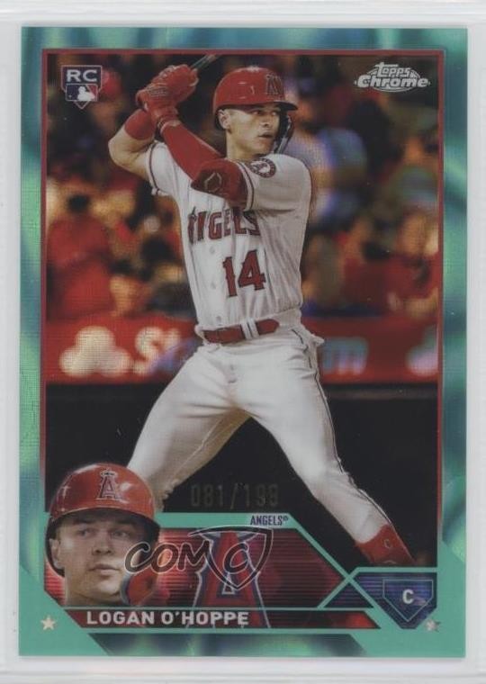 2023 Topps Chrome Aqua Lava Refractor 81/199 Logan O'Hoppe #188 0zb7