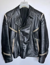 Leather Motorcycle Jacket 60's German Motorrad Lederjacke 52 (L) (US 42)