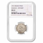 1915 Revolutionary Mexico Silver Peso Ms-63 Ngc (Oaxaca)