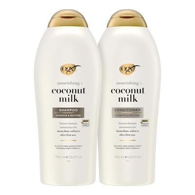 OGX Nourishing Coconut Milk Shampoo and Conditioner Set 25.4 Fl Oz Pack of 2