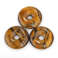 Natural Yellow Tiger Eye Donut Circle Pendant Size 40mm 50mm Sold Per Piece