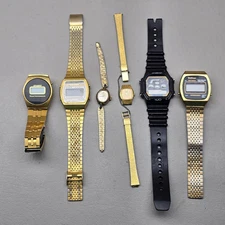 Vintage Watch Lot of 6 Texas Instruments Seiko Armitron Helbros