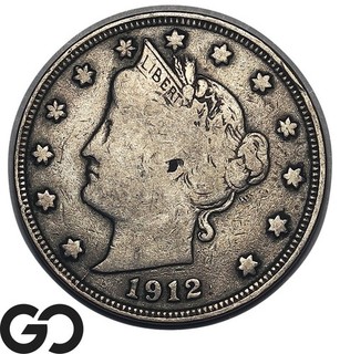 1912 S Liberty Nickel V Nickel Significant San Francisco Date Low Mintage