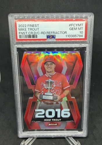 2022 Topps Finest Mike Trout Red Refractor /5 MVP Die Cut PSA 10 🔥 🔥 🔥