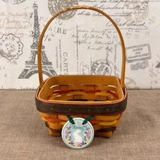 Longaberger 1998 Small Easter Basket with Tie-On 6 x 6 x 3 Handle Damaged