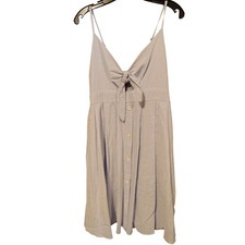 NWT FANCYINN Women's Large Light Blue Tie Front Button Down Midi Dress