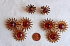 2 LARGE Vintage Atomic Starburst Rhinestone Brooches & Matching Earrings — photo 3