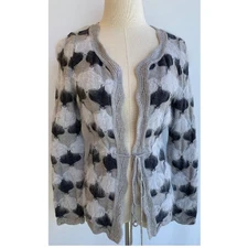 Les Copains Cashmere Wool Angora Cardigan Open Sweater size It. 40, US 4