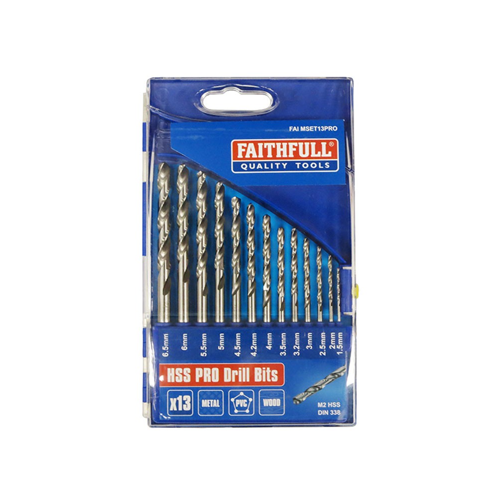 Faithfull HSS Drill Bit Set of 13 M2 1.5-6.5mm