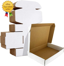 11X8X2 Inches Shipping Boxes Set of 25, White Corrugated Cardboard Box Literatur