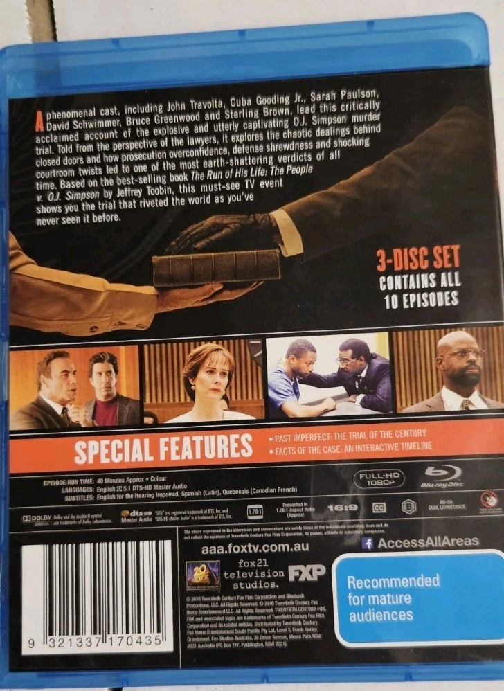 American Crime Story The People vs. OJ Simpson Blu-ray  Slipcover FX Series RB