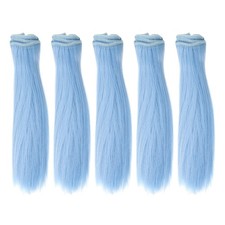 15cm Doll Hair Wefts, 5Pcs Straight Hair Doll Wigs, Blue Gray