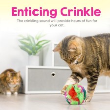 Jumbo Cat Crinkle Ball 3.5 Inch 1 Pack Interactive Indoor Cat Toy, Safe Ligh