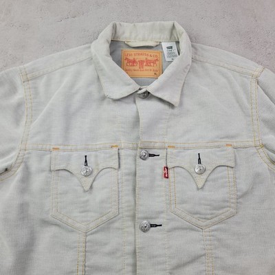 Levis Type 1 Iconic Trucker Jacket Mens XL Gray Corduroy Button Pockets Western