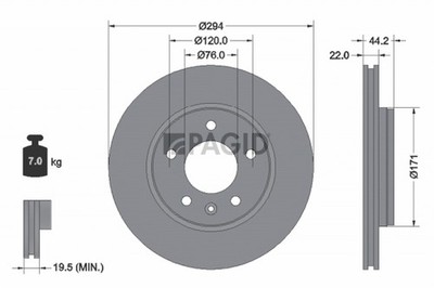 2x PAGID Bremsscheibe 54214NC für VW TRANSPORTER T5 Bus 7HB 7HJ 7EB 7EJ 7HA 7HH