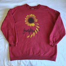 Vintage Maze 1995 Painted Sunflower Art Graphic Print Red Lrg Sweatshirt Sweater