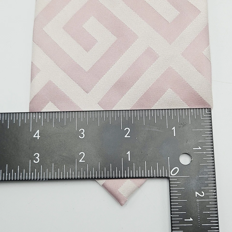 Corbata Steven Land Hombre 100% Seda 4" x 61.5" 0100745 Rosa Geométrica Extra Larga Foto 4 de 4