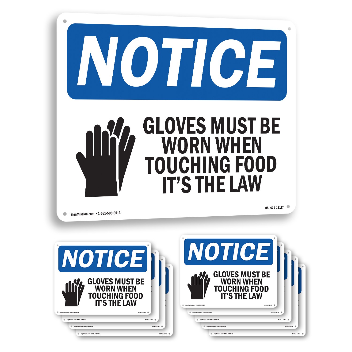 Gloves Must Be Worn When Touching OSHA Notice Sign Metal, Decal - 5 or 10 Pack-image