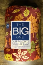 NEW AUTUMN - FALL LEAVES - KOHLS THE BIG ONE- PLUSH THROW BLANKET 5X6 FT