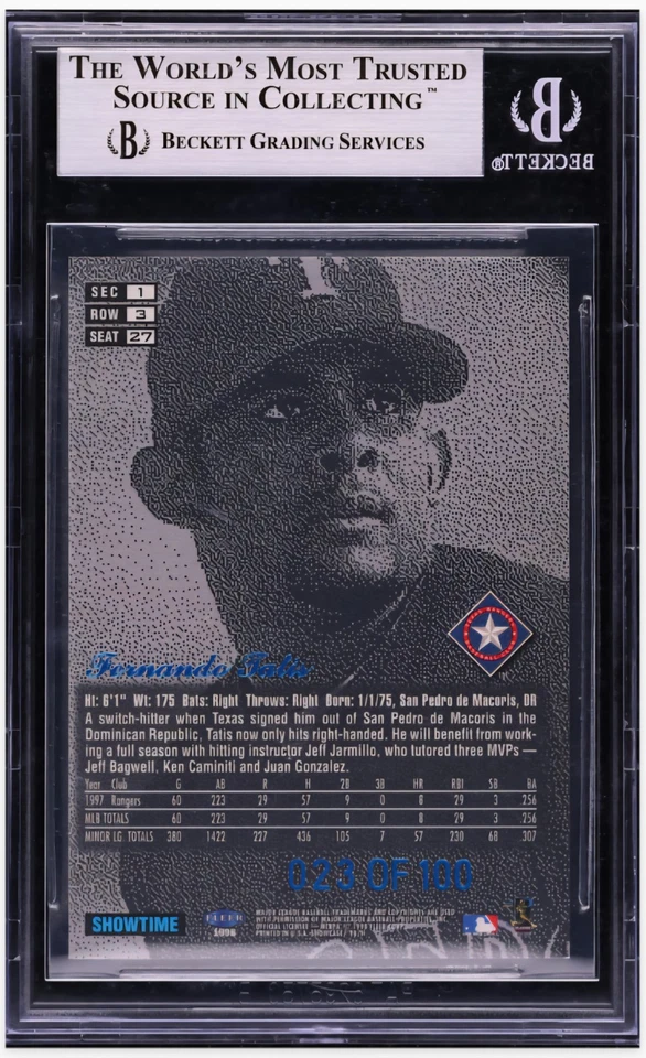 1998 ⚾ Flair Showcase #/100 Fernando Tatis #27 Rangers, BGS-9, Pop/1 Ninguno Superior Foto 2 de 2