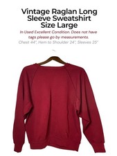 Red Raglan Long Sleeve Sweater Size Large Relaxed Fit Cozy Casual