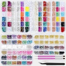 12 Boxes Nail Art Kit with Nail Charms, Gems, Rhinestones & Set 2 - 12 Boxes