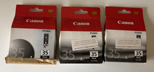 LOT of 3 OEM Canon PIXMA PGI-35 BLACK Ink Tanks, Genuine NEW SEALED