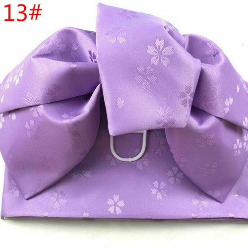 Women Satin Japanese Obi Belt Bow Waistband Wide Kimono Yukata Sash Ribbon NR9 - Picture 11 of 26