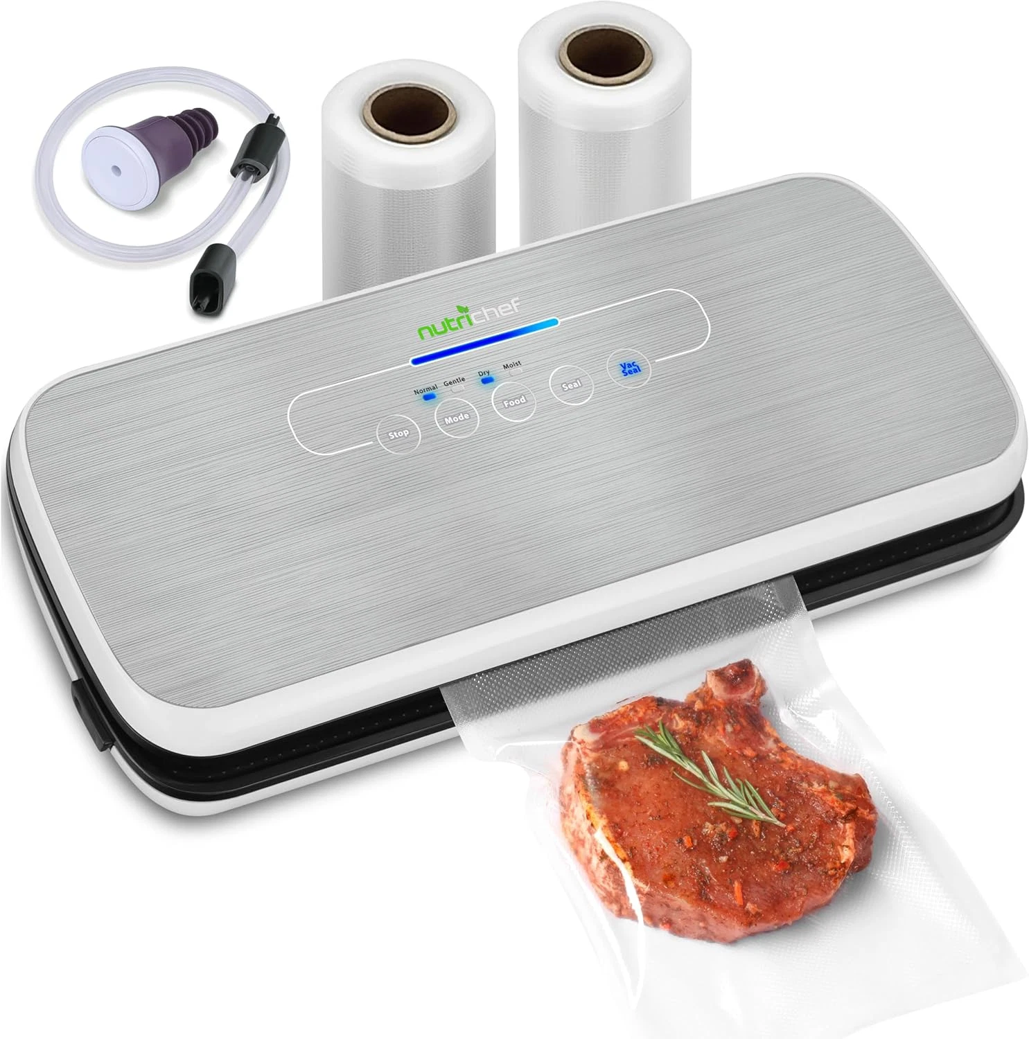 Food Vacuum Sealer Machine - Automatic Air Sealing System for Dry & Moist Foods,