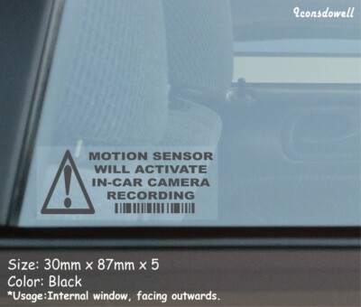 5 X MOTION SENSOR WILL ACTIVATE Car Security Stickers Warning Decal ...