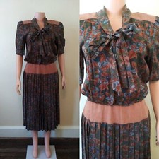 Vintage 1980s Geary Roark Kamisato floral dress / made in USA / size 8