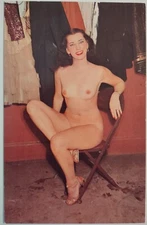 Vintage Postcard Risque Anatomy Art Model Card Chrome 50's 60's o AA17