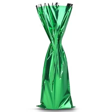 MT Products Metallic Green Mylar Wine Gift Bags for Bottles - Pack of 25