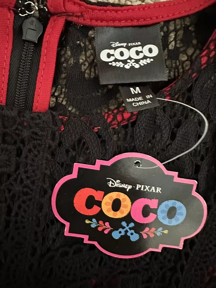 Disney Coco Girls Juniors Black Red Lace Overlay Dress Size M
