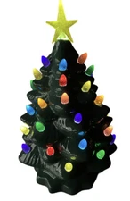 VINTAGE CERAMIC CHRISTMAS TREE LIGHT UP TABLETOP 9”