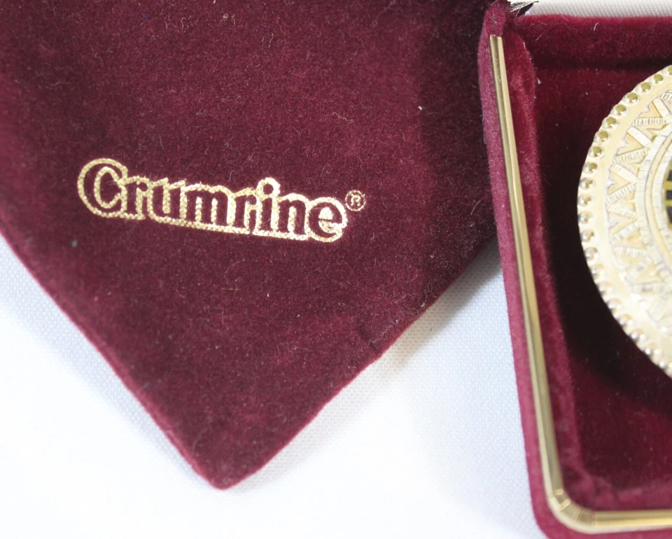 Винтажный Crumrine ремень пряжка конец след индийский тяжелый серебряная пластина бронза большой в коробке - Изображение 4 из 4