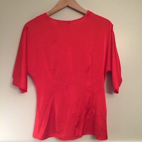 NEU Ann Taylor Damen rötlich orange V-Ausschnitt geknotet Karriere Bluse. Größe 6. - Bild 4 von 6