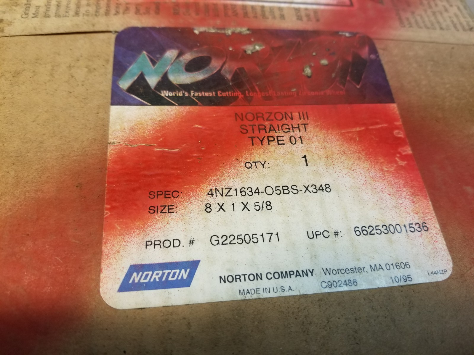 NOS Norton /NorZon III Bench Grinding Wheels. 8x1x5/8 4NZ1634O5BSX348