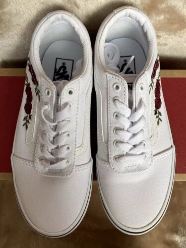 VANS Ward Girl's Missy Size 4 Sneakers Rose Embroidery White New - Picture 3 of 7