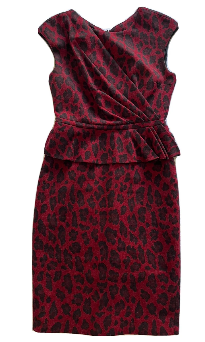 KAREN MILLEN Red Leopard Dress 1940 s Retro Size 10 eBay
