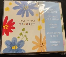 Weekly Organizer Planner Positive Mindset w/ 240 Sticky Notes 70 Memo 1 Envelope