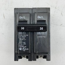 Cutler Hammer BR230 2 Pole Circuit Breaker 30 Amp 120/240 VAC Type C230 On-Off