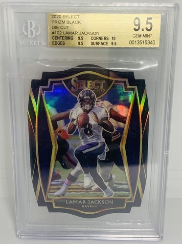 2020 Select Lamar Jackson 1/1 Die-Cut BLACK BGS 9.5 GEM MINT Baltimore Ravens